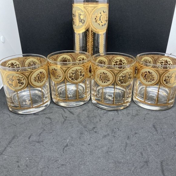 Vintage  CERA with pitcher Gilded Whiskey Glasses - Picture 9 of 9